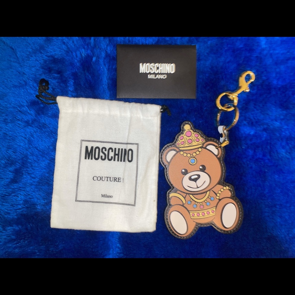 Authentic Moschino leather Bear Keychain